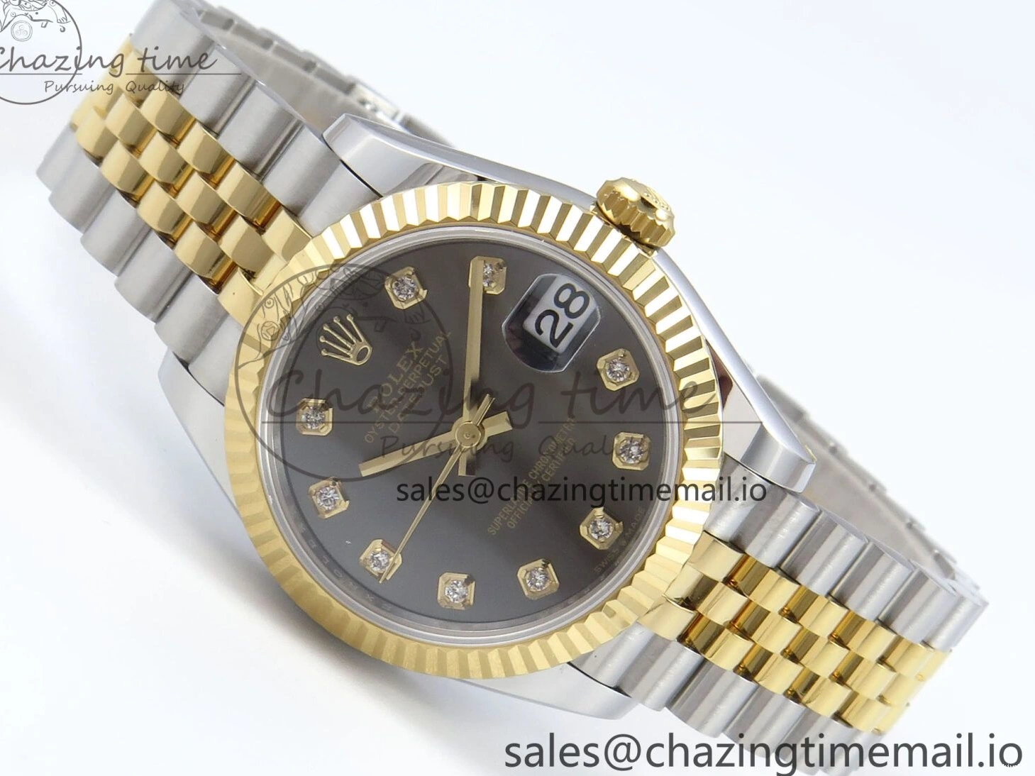 Best ETA 31 904L 278273 1:1 Edition Steel DateJust Bracelet Gray on YG 2688 SS Jubilee Diamonds Dial ARF 0206